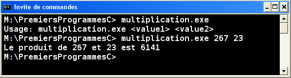 Exécution multiplication.exe v1